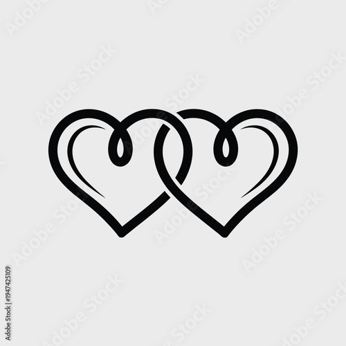 Two intertwined hearts create a symbolic representation of love and connection