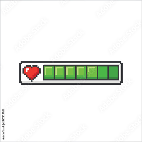 Pixel Art Heart Health Bar Icon