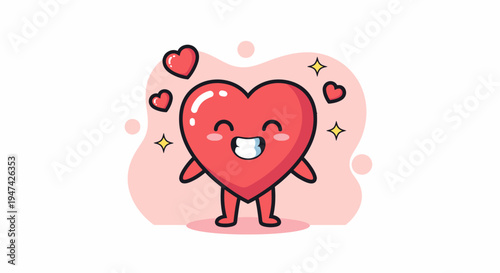 Playful Heart Character Expressing Happiness Joy.
