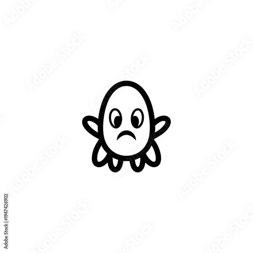 Sad Cartoon Octopus vector illustration