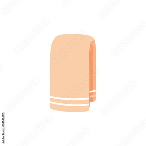 Simple Peach Colored Folded Towel vector illustration
