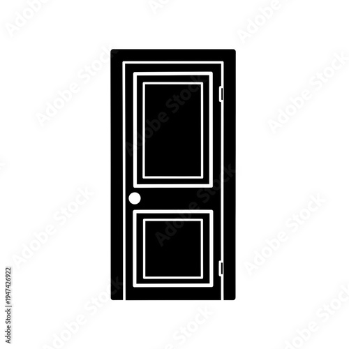 Simple Black Silhouette of a Two-Panel Interior Door vector illustration