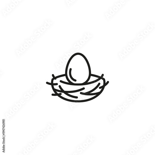 Single Egg In A Simple Nest Icon vector illustration