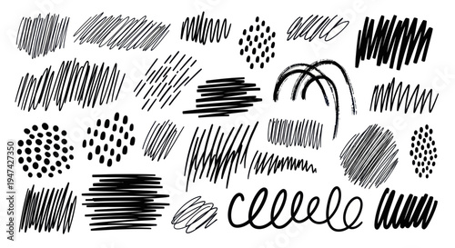 Hand drawn doodle scribbles and abstract lines set.