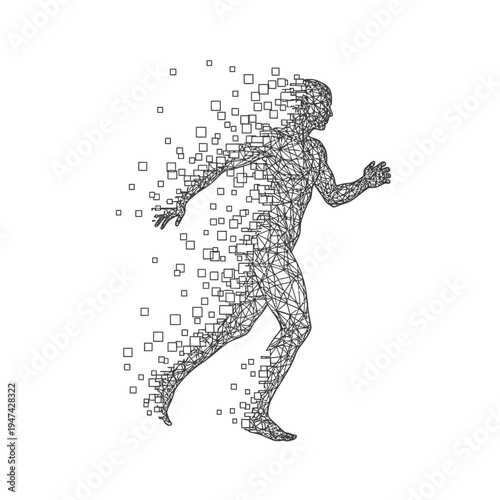 Disintegrating Person Made of Pixels.