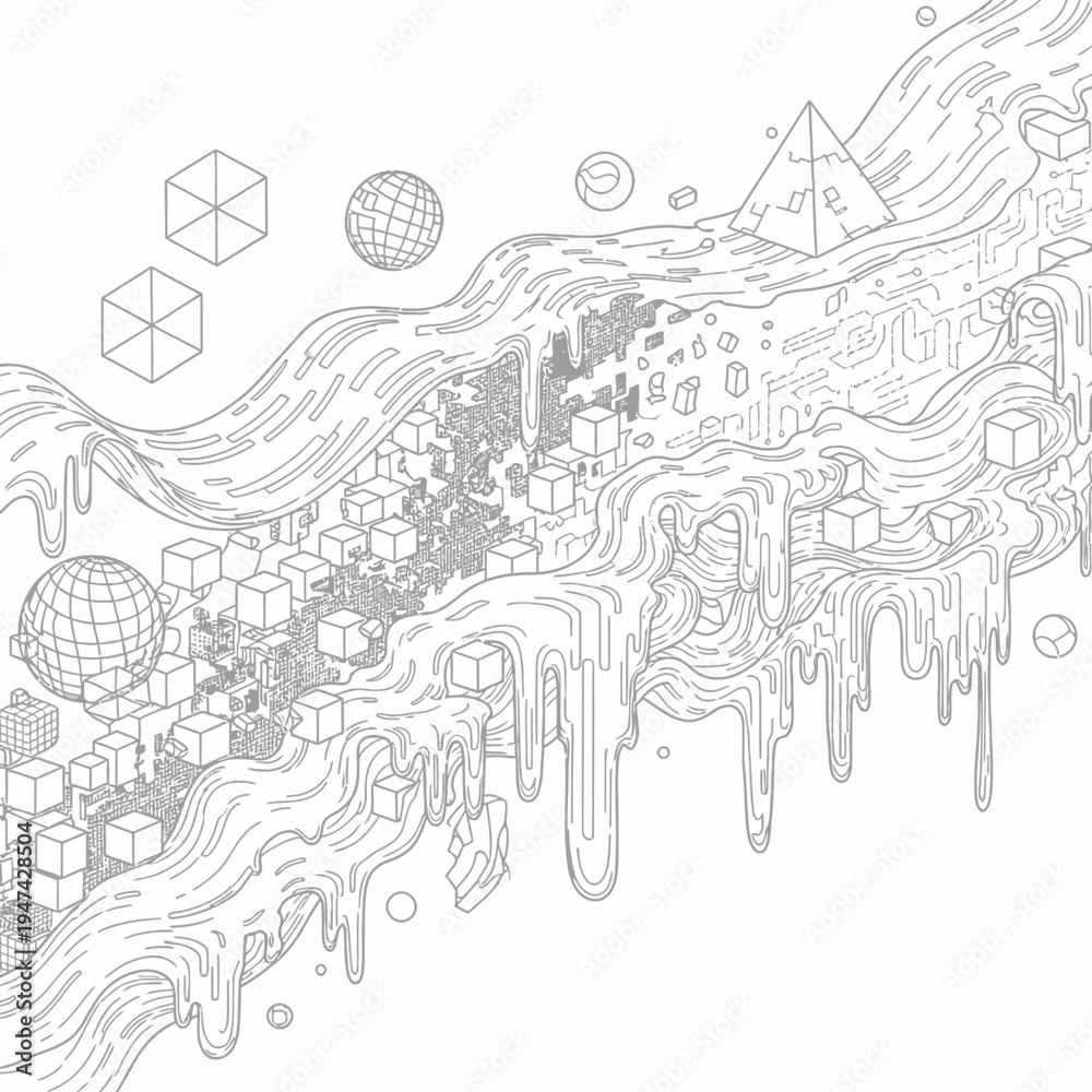 Fototapeta premium Geometric shapes floating in space.