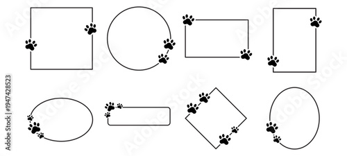 Cute Cat Paw Frame Set with Decorative Border Shapes