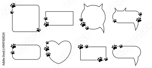 Cute Cat Paw Frame Set with Decorative Border Shapes