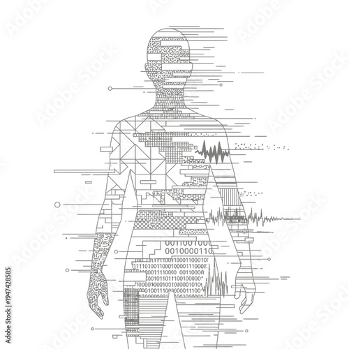 Human Body Technical Drawing Illustration.