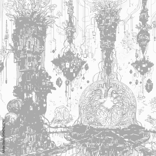 Intricate fantasy architectural structure details.