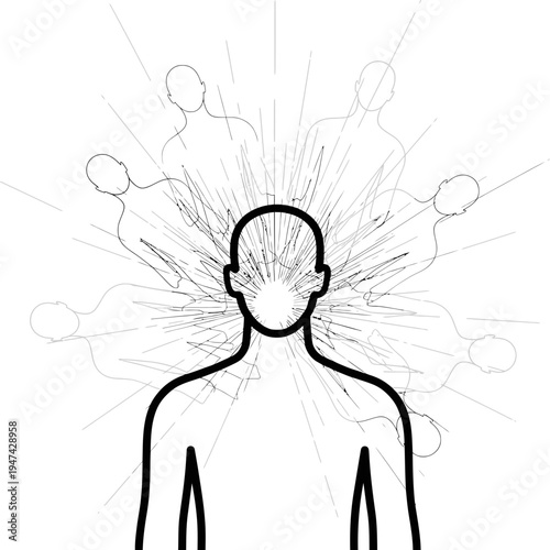 Person with multiple people inside head.