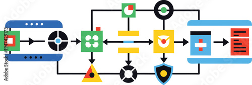 Abstract vector illustration of a social network concept featuring musical notes and 3d communication icons for a creative web technology connection design