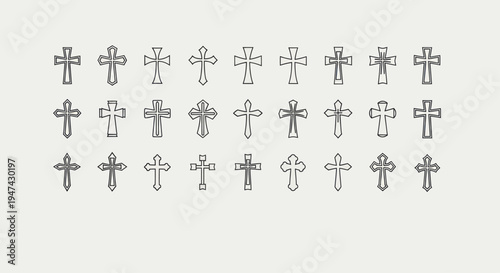 Collection of Christian Crosses Representing Faith and Spirituality.