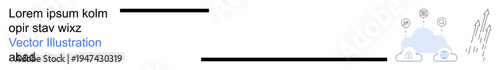 Cloud technology, data synchronization, digital network, IT infrastructure, remote storage, online communication. Cloud symbol with connected data icons. Cloud technology and data synchronization