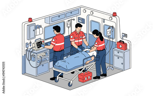 Surgical team performing operation in modern operating room.