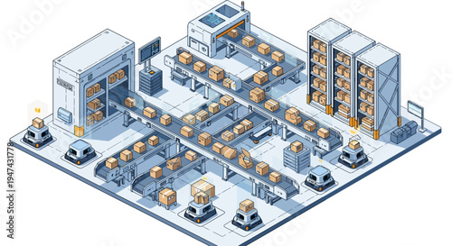 Isometric illustration of a renewable energy plant with people working around industrial machines and equipment in a factory layout, showcasing a modern business operation.