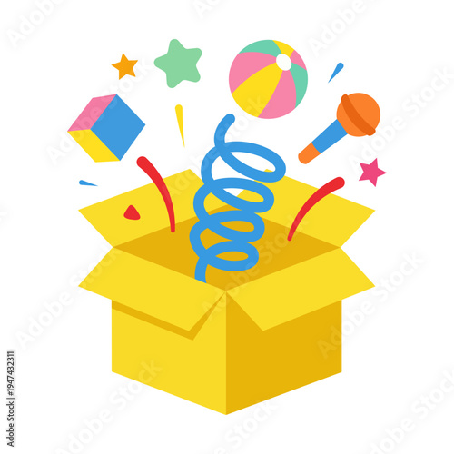 Surprise Toy Box Vector Illustration