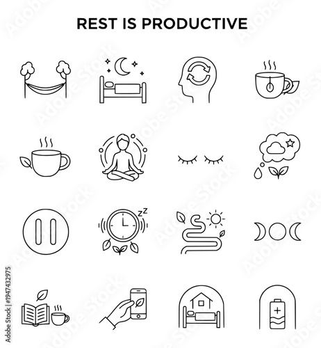 Set of vintage office and stationary illustrations. Hand-drawn sketches of a typewriter, rotary phone, calendar, and office supplies. High-contrast black and white retro desktop graphics.