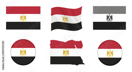 Free Download Egypt flag icons set with various styles and shapes on white - GFXLoad