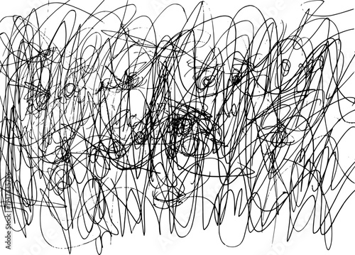 Hand-drawn monochrome line art with hidden faces in tangled abstract lines