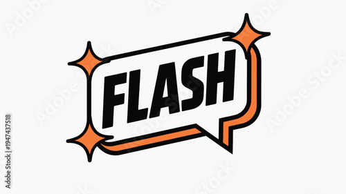 Comic style speech bubble with FLASH text and starbursts