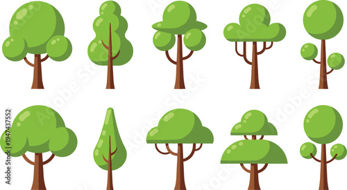 Set of cute cartoon brown bear characters in different poses, happy grizzly mascot standing and sitting, flat vector animal illustration,