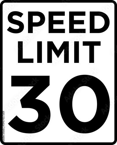 Speed limit 30 mph traffic sign