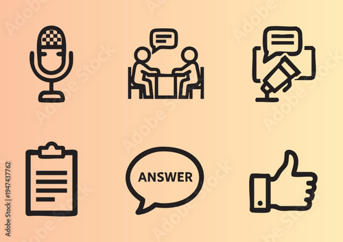 Modern communication and feedback icons set isolated on background