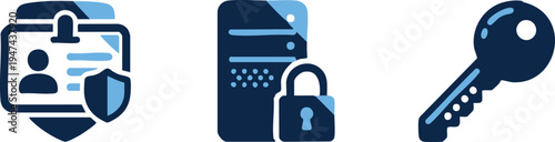 Set of 3 security icons vector, protection symbols