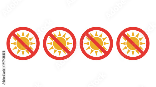 Repeating no sun warning symbols indicating avoidance of direct sunlight