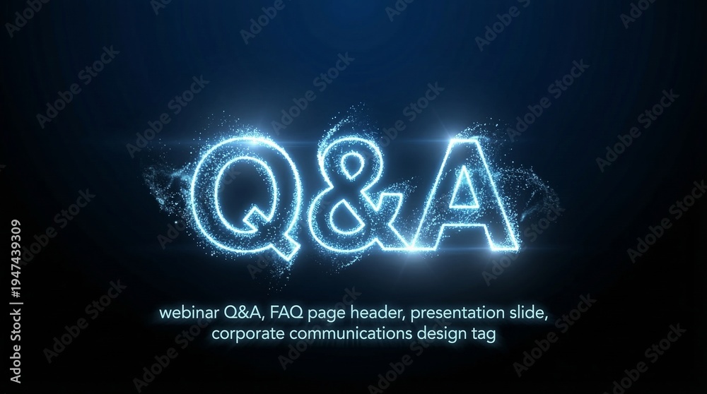 © Robert Garcia - Q&A digital display: A sleek and modern graphic displays the letters Q&A in a vibrant, digital glow, perfect for webinars, presentations, or any setting where questions and answers are central.