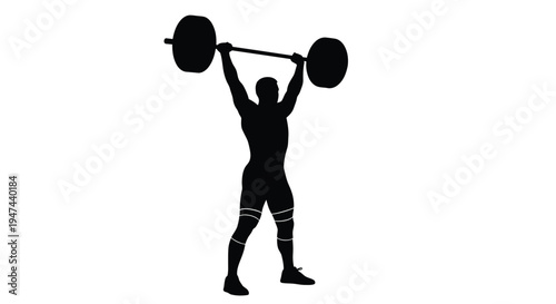Muscular athlete lifting a heavy barbell above his head, a powerful vector illustration of strength training