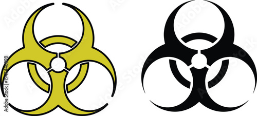 biohazard warning symbol set, toxic danger sign, biological hazard icon, black yellow hazard mark, safety warning vector illustration