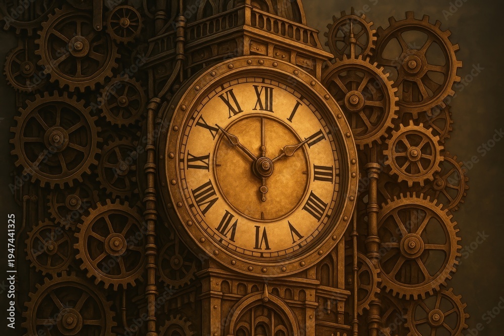 Fototapeta premium Intricate steampunk clock gears