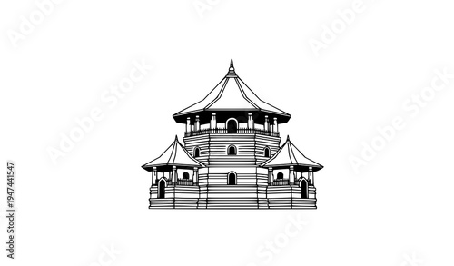 Temple of the Sacred Tooth Relic Sri Dalada Maligawa Kandy Sri Lanka vector landmark