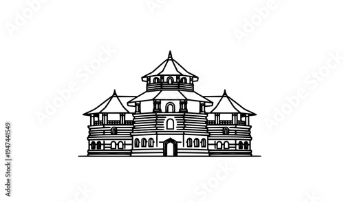 Sri Dalada Maligawa Temple Kandy Sri Lanka architectural vector landmark design