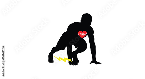 Energetic fitness vector illustration showing a person prepared for a powerful cardio training session.