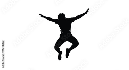Dynamic vector illustration of a man leaping with arms outstretched in celebration and freedom