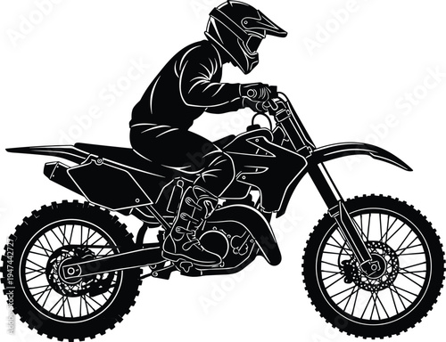 motocross rider silhouette, dirt bike racing illustration, off road motorcycle sport, extreme motocross action, vector design graphic