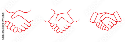 Hand drawn handshake icon vector set, business handshake symbol icon vector illustration