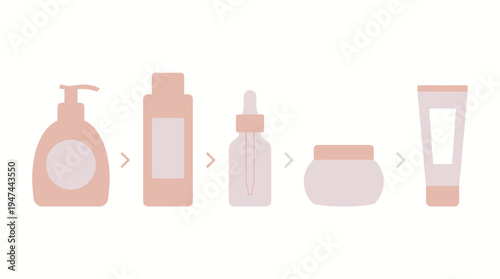 Assorted Skincare And Cosmetic Bottles On White Background. Vector Illustrations. EPS Editable