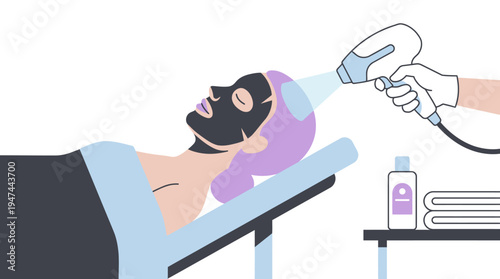 Disinfection Procedure During Treatment In Medical Spa. Vector Illustrations. EPS Editable
