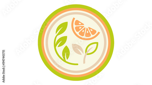Eco Friendly Circular Leaf and Citrus Logo Design. Vector Illustrations. EPS Editable