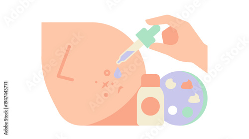 Gentle Baby Receives Vaccination Under Careful Supervision. Vector Illustrations. EPS Editable