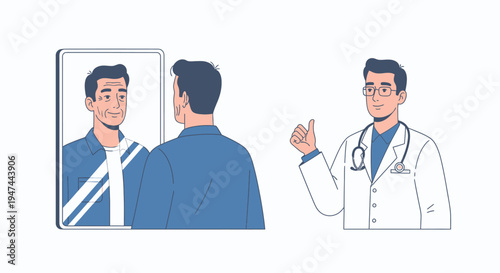 Medical Consultation Between Doctor and Patient. Vector Illustrations. EPS Editable