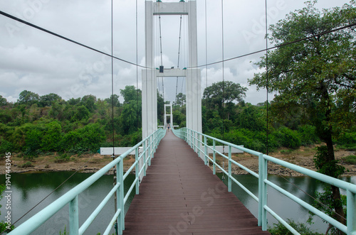 The elegant white suspension bridge at Kaeng Tana National Park in Thailand