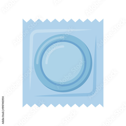 Blue condom wrapper vector icon