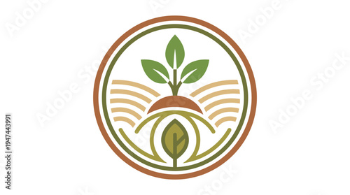 Organic Growth and Sustainable Agriculture Logo Emblem. Vector Illustrations. EPS Editable