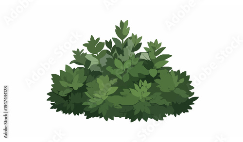 Green Garden Shrubs Vector Illustration Lush Isolated Plants for Landscape Design
