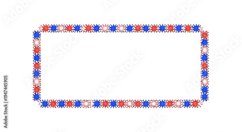 Illustration of a colorful border design featuring red, white, and blue stars and USA flags on a white background, symbolizing Happy Independence Day in the United States.